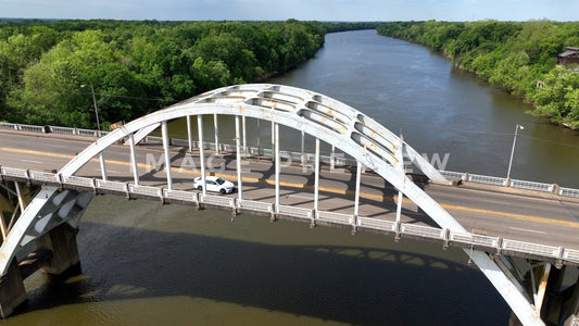stock photo Selma, AL car crossing Edmund Pettus Bridge