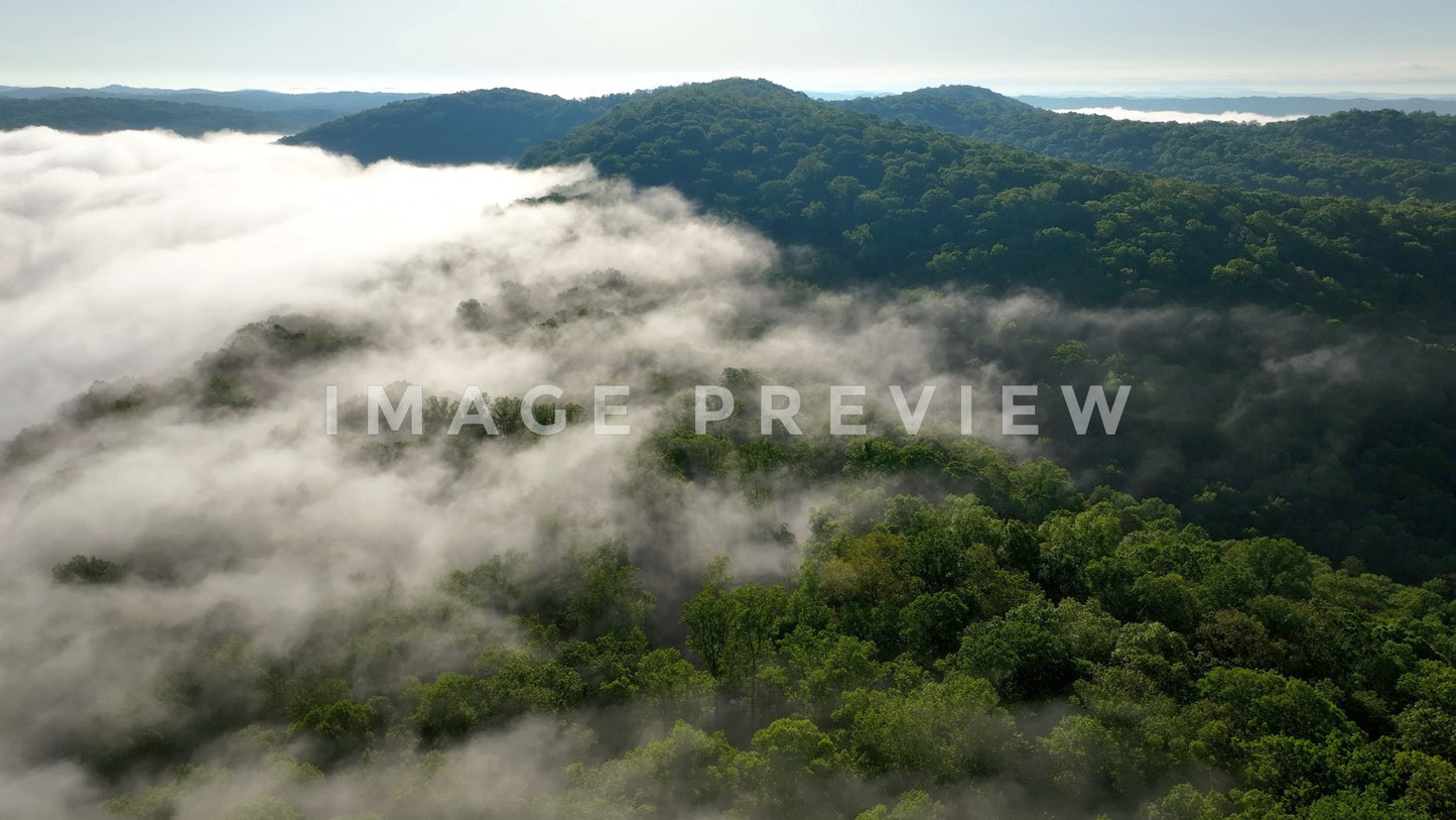 stock photo morning fog over tennessee mountains