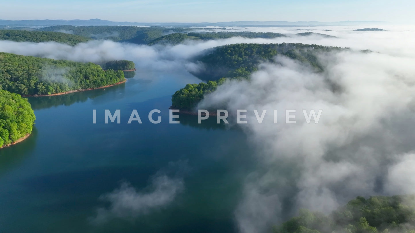 stock photo morning fog over tennessee mountains