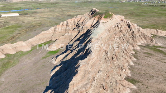 4k Still Frame - Badlands, South Dakota Butte eroding on mixed-grass prairie