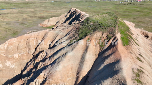 4k Still Frame - Badlands, South Dakota top view of Butte on mixed-grass prairie
