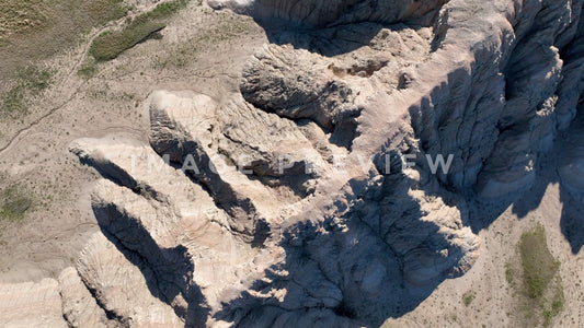 4k Still Frame - Badlands, South Dakota looking straight down at erosion on Butte