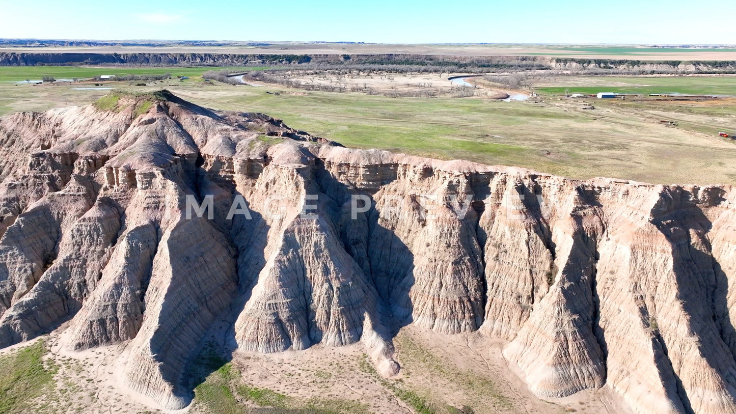 4k Still Frame - Badlands, South Dakota hillside erosion on Butte on mixed-grass prairie