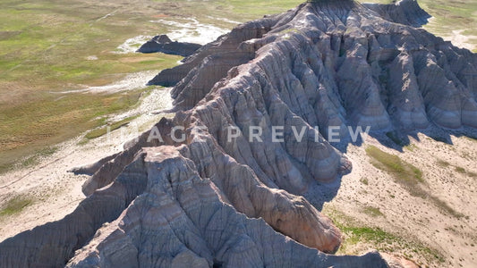 4k Still Frame - Badlands, South Dakota aerial view of Butte on mixed-grass prairie