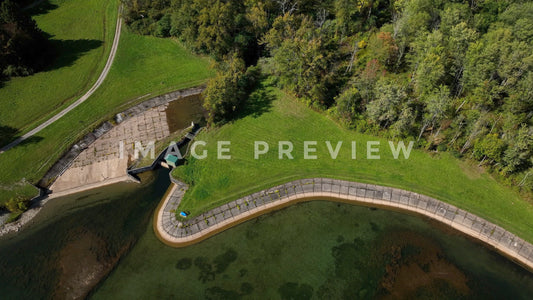 4k Still Frame - Canadice Lake, NY reservoir waterworks on Finger Lake