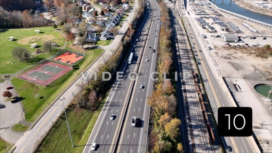 CLIP 10 - Charleston, WV public park with traffic passing on interstate highway