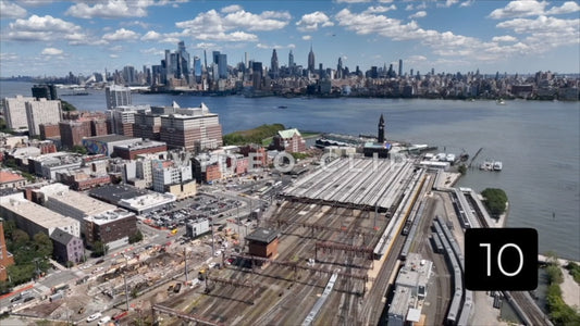CLIP 10 - New York, NY Vol 1. - Hoboken Station in New Jersey with NY skyline on horizon