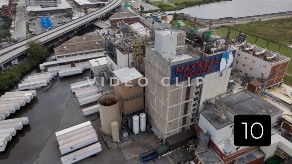 CLIP 10 - Jacksonville, FL aerial view of Maxwell Coffee factory