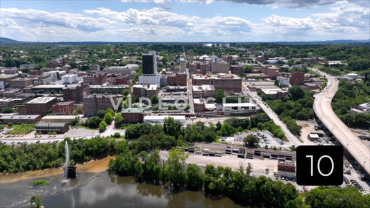 CLIP 10 - Lynchburg, VA Vol. 2 - aerial view of downtown above James River