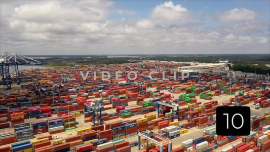 CLIP 10 - Charleston, SC low flight over shipping containers with workers at Port of Charleston