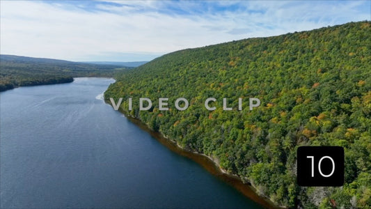 CLIP 10 - Canadice Lake, NY mountainside in autumn colors beside Finger Lake