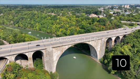 CLIP 10 - Rochester, NY Vol. 4 - Veterans Memorial Bridge with cars traveling over Genesee river