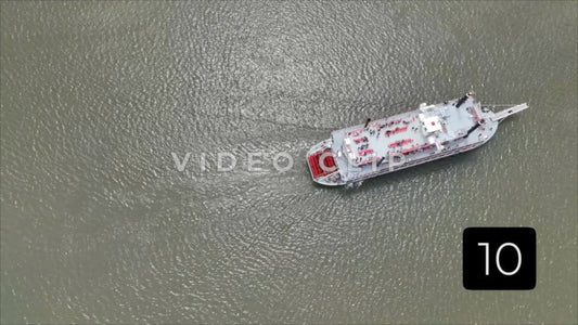 CLIP 10 - Cincinnati, Ohio looking down on riverboat with tourists enjoying boat ride on Ohio river