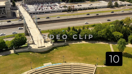 CLIP 10 - Albany, NY Vol. 2 - people walkway over highway to riverside park on the Hudson river