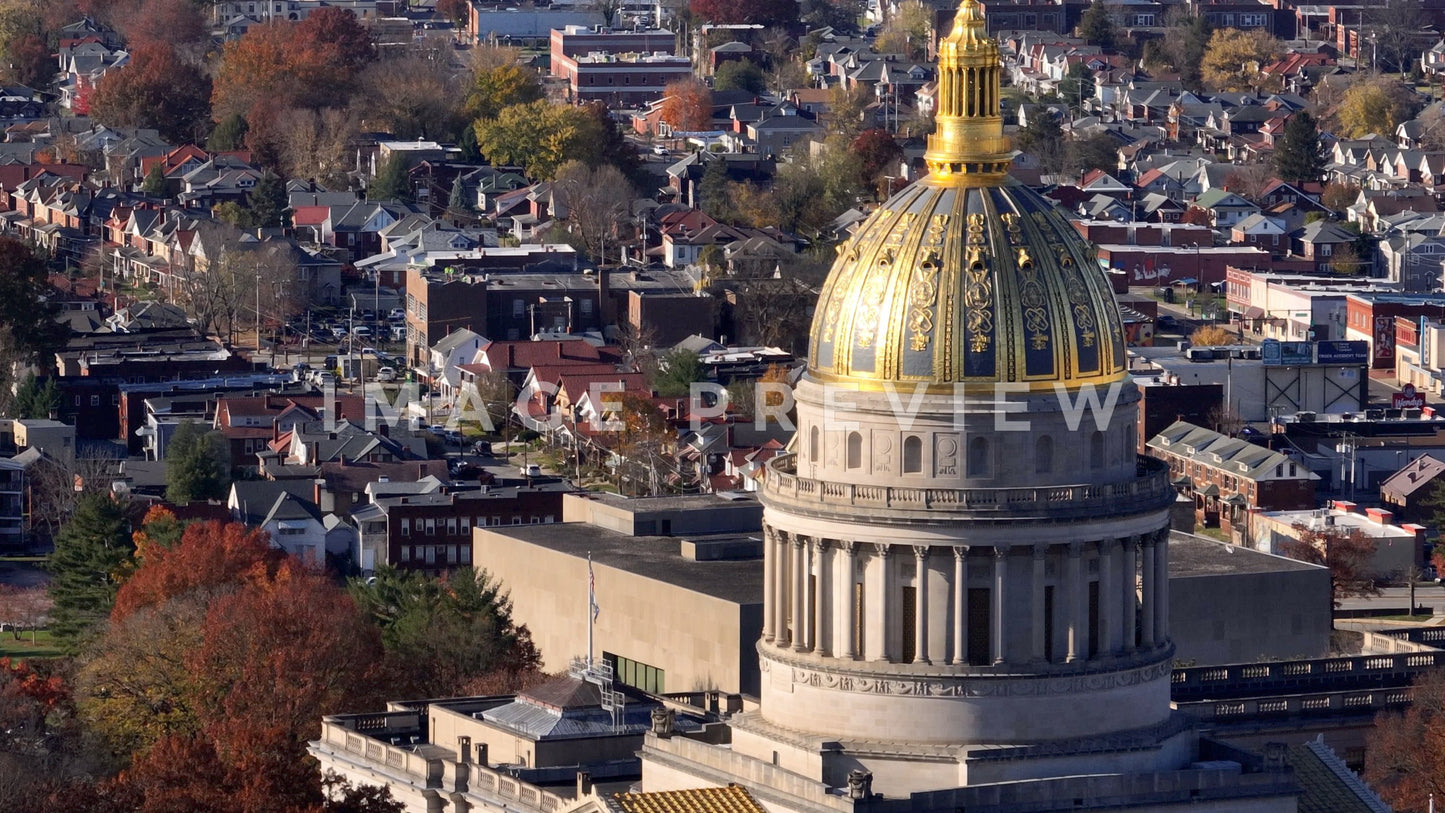 4k Still Frame - Charleston, WV capital with view of downtown 7x zoom