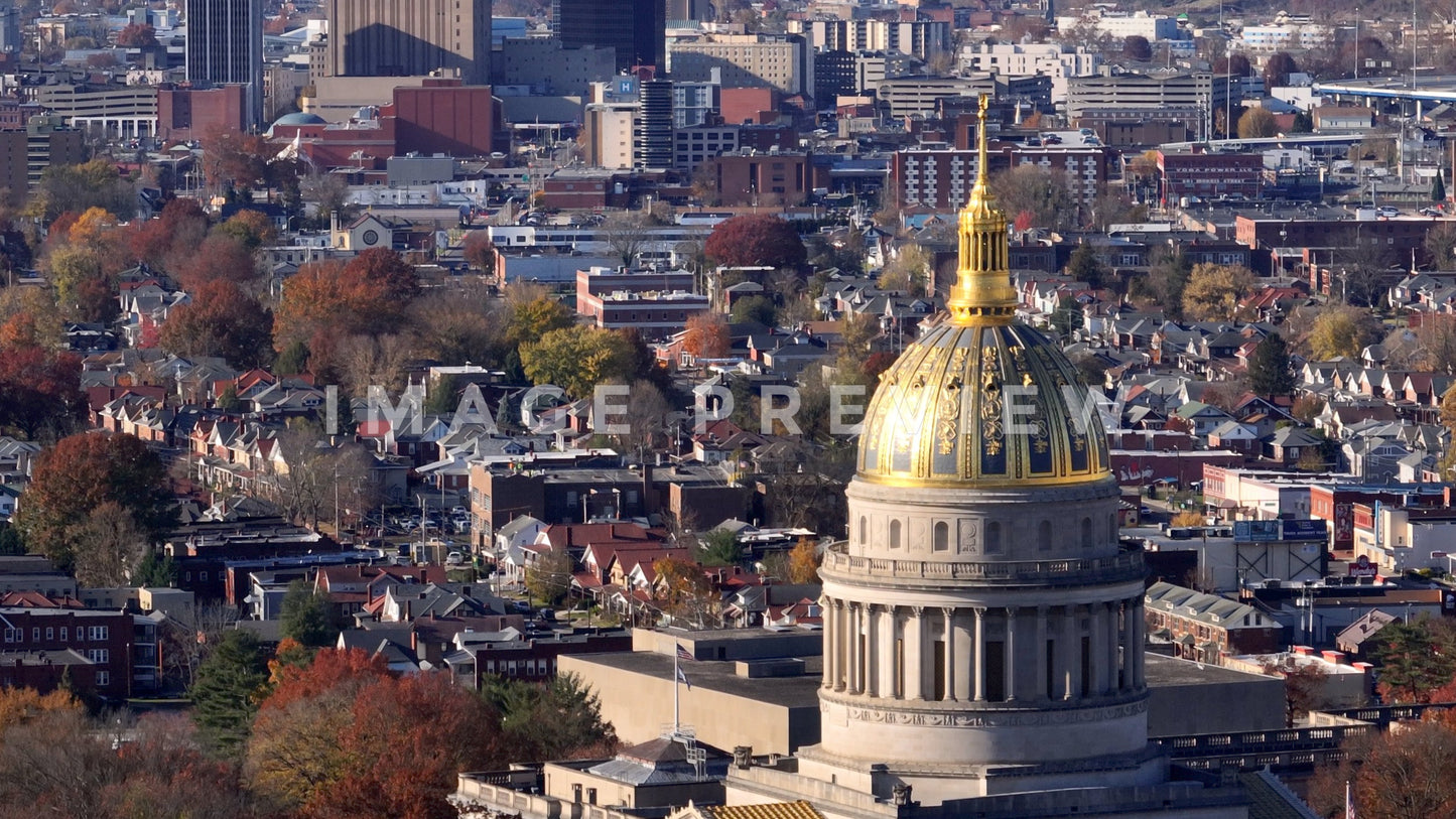4k Still Frame - Charleston, WV downtown with capital building 7x zoom