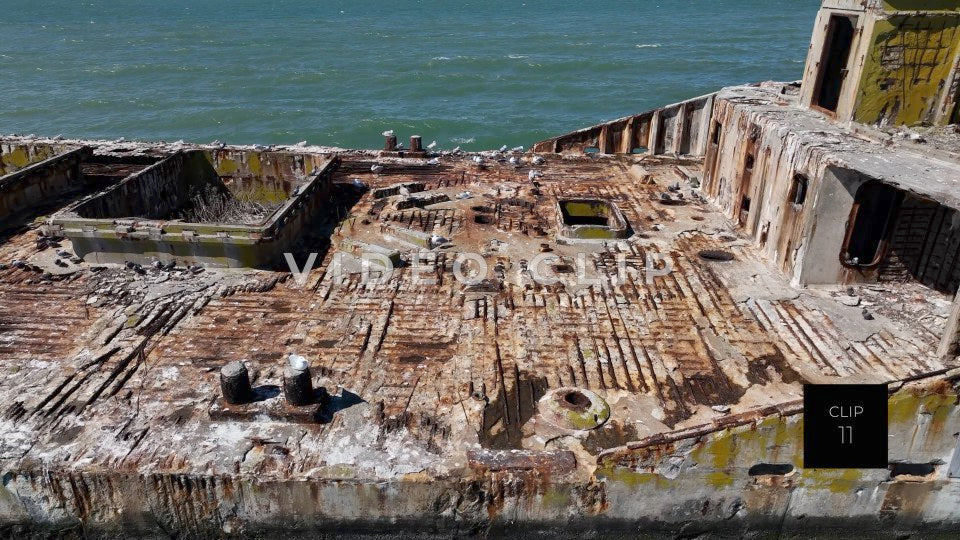 CLIP 11 - Kiptopeke Concrete Ships, VA slow pan of ship deck with signage