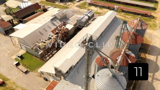 CLIP 11 - Hawkinsville, GA factory with silos in downtown industrial center