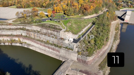 CLIP 11 - Tioga-Hammond Lakes, PA top view of reservoir Dam and carved mountainside