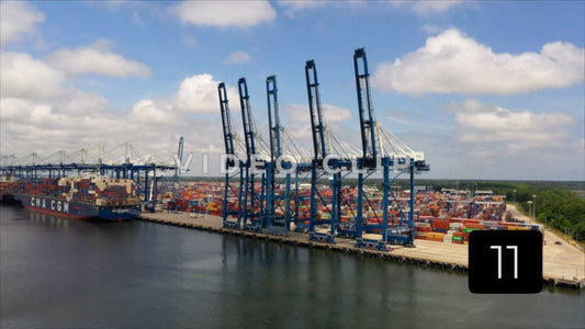 CLIP 11 - Charleston, SC operations at Port of Charleston with cranes and shipping containers