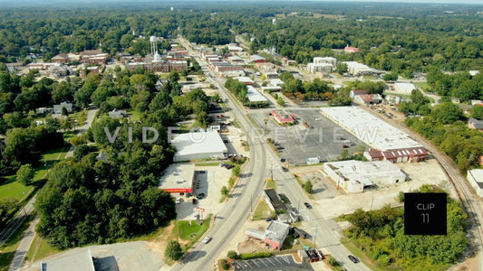 CLIP 11 - Eatonton, GA - big aerial view of downtown