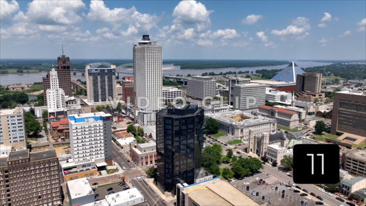 CLIP 11 - Memphis, TN dramatic view of city skyline by Mississippi River