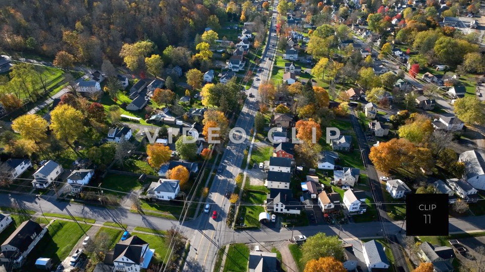 CLIP 11 - Wellsboro, PA following traffic on street through neighborhood