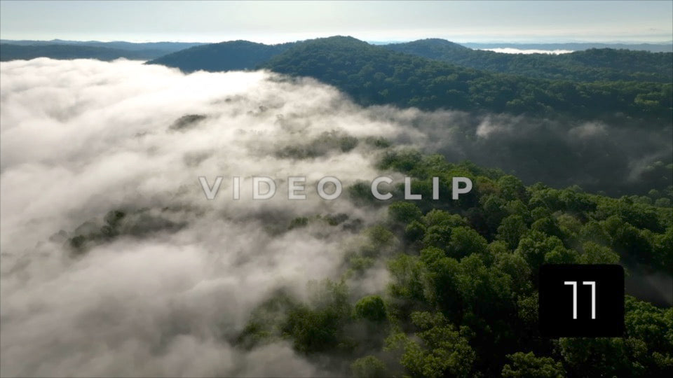 CLIP 11 - Thick blanket of fog moves over Tennessee mountains in early morning sunlight