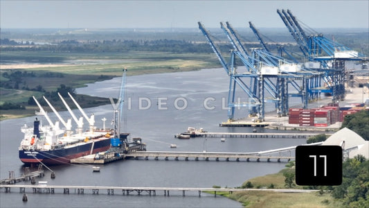 CLIP 11 - Wilmington, NC close up of cargo ship docked at Port of Wilmington on Cape Fear River
