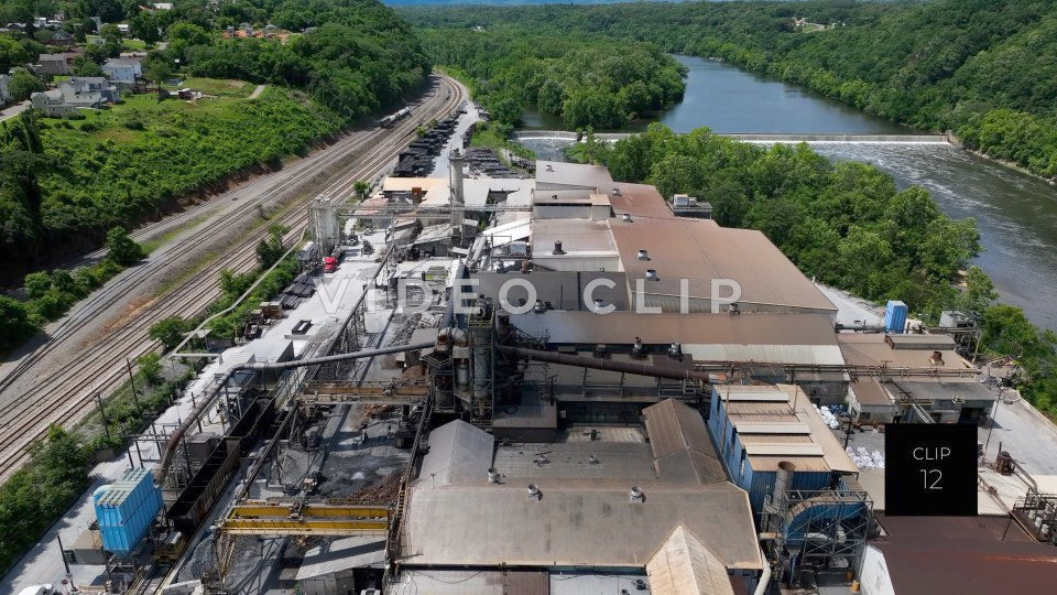 CLIP 12 - Lynchburg, VA drone flight over industrial mill by James River