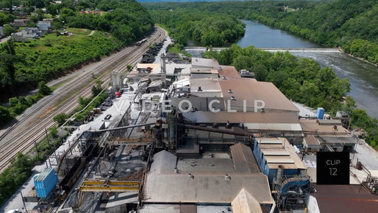 CLIP 12 - Lynchburg, VA drone flight over industrial mill by James River