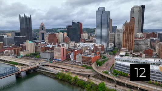 CLIP 12 - Pittsburgh, PA Vol. 2 - city skyline under dramatic cloudy skies