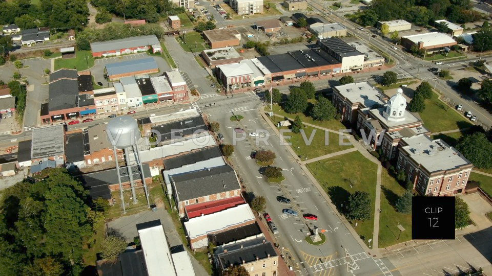 CLIP 12 - Eatonton, GA  - Putnam County Clerk of Courts - reverse flight aerial past courthouse