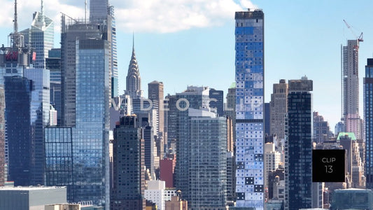 CLIP 13 - New York, NY city skyline glass office towers and apartments with Chrysler Building