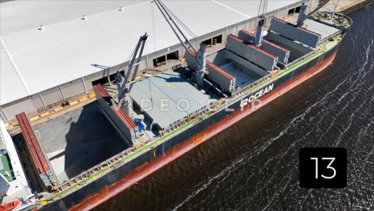 CLIP 13 - Brunswick, GA aerial turn while looking down at cargo ship