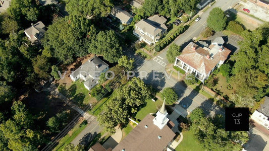 CLIP 13 - Eatonton, GA - downtown neighborhood homes with church