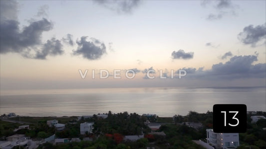 CLIP 13 - Isla Mujeras, Mexico coastline sunrise over calm Caribbean water