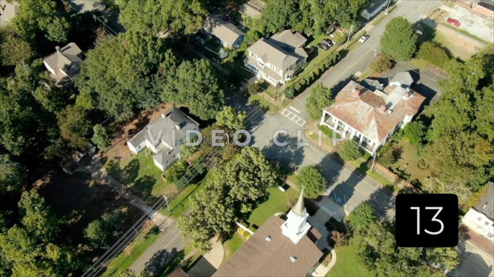 CLIP 13 - Eatonton, GA - downtown neighborhood homes with church