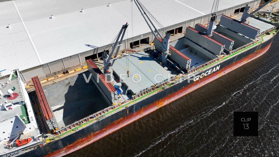 CLIP 13 - Brunswick, GA aerial turn while looking down at cargo ship
