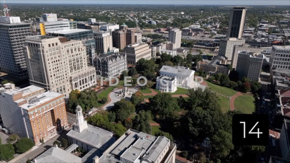 CLIP 14 - Richmond, VA Vol. 2 - aerial view of State Capital Building downtown