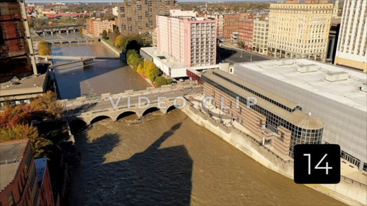 CLIP 14 - Rochester, NY Vol. 1 - above downtown buildings along the Genesee River