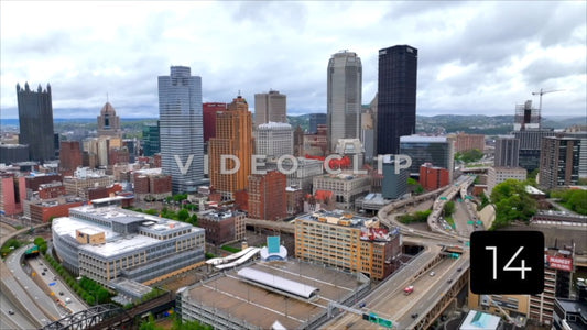 CLIP 14 - Pittsburgh, PA Vol. 2 - slowly rising above city skyline