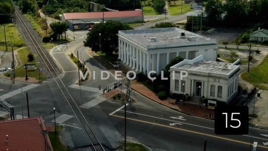 CLIP 15 - Montezuma, GA zoom view of downtown in late afternoon