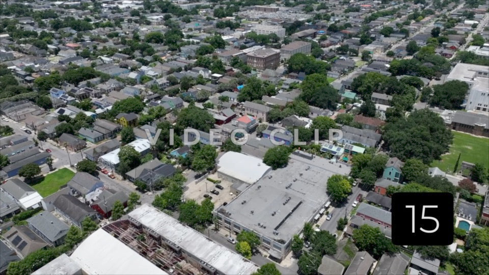 CLIP 15 - New Orleans, LA Vol. 1 - flight over urban neighborhood homes near downtown