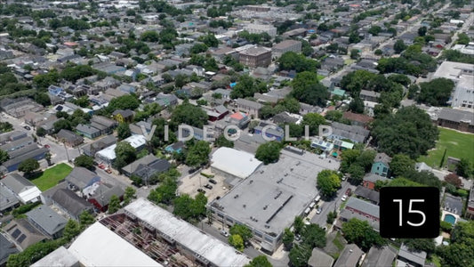 CLIP 15 - New Orleans, LA Vol. 1 - flight over urban neighborhood homes near downtown