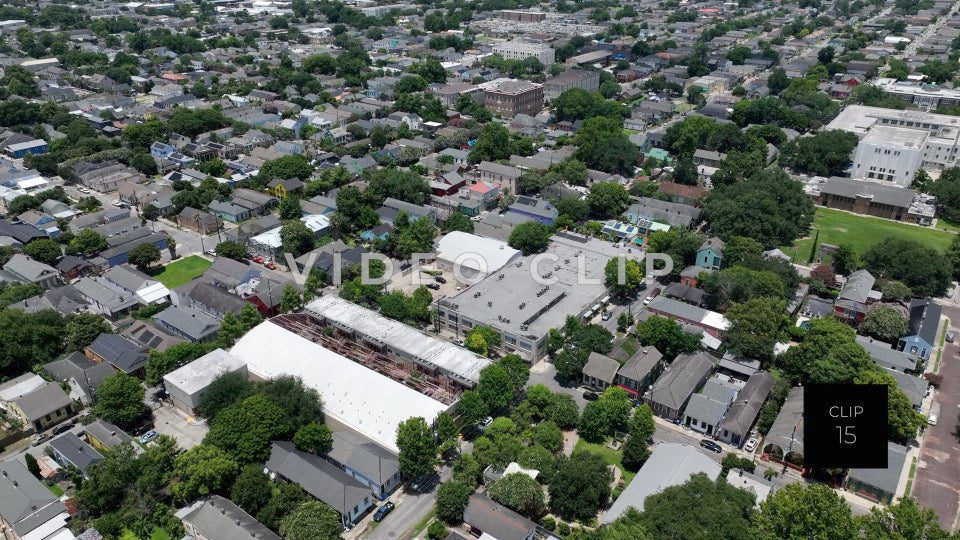 CLIP 15 - New Orleans, LA flight over urban neighborhood homes near downtown