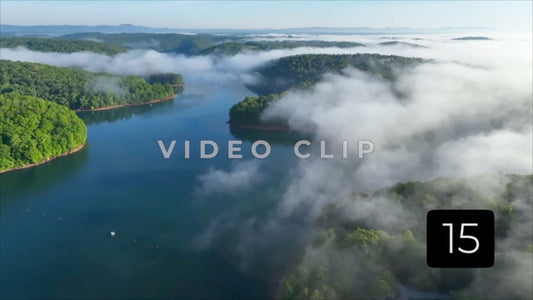CLIP 15 - Tranquil lake with morning fog in Tennessee mountains