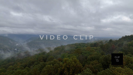 CLIP 15 - Ohiopyle, PA mist and fog form over mountain as clouds pass overhead
