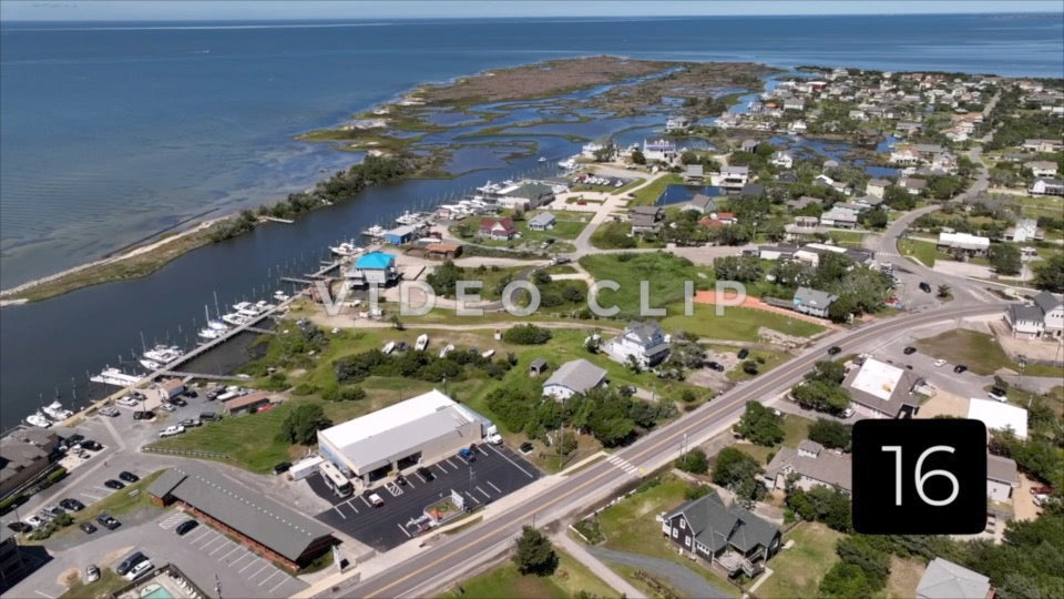 CLIP 16 - Outer Banks, NC Hatteras Island with marina and homes