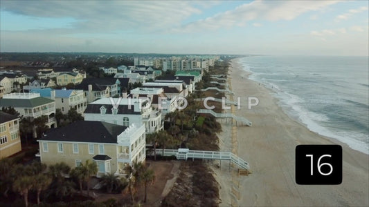 CLIP 16 - Litchfield Beach, SC aerial looking North along with beach front homes